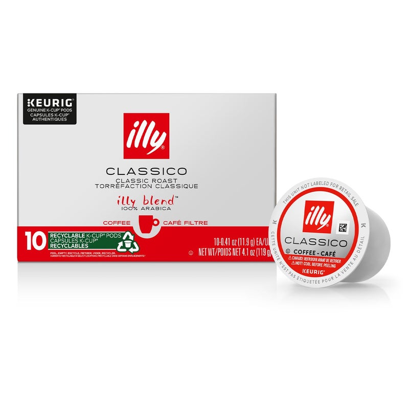 Illy Coffee, Smooth And Balanced, Classico Medium Roast K-Cups, Made With 100% Arabica Beans, All-Natural, No Preservatives, Pods For Keurig Machines, 10 K-Cup Pods (Pack Of 1) - Image 1